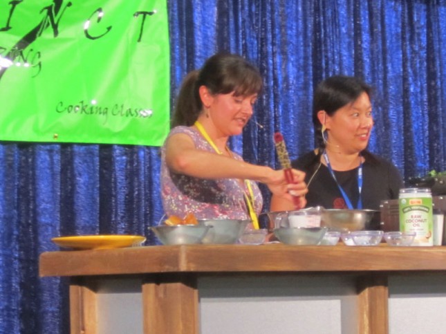 Michelle aka Nom Nom Paleo with Diana Rogers demonstrating Bubble & Squeak Dish