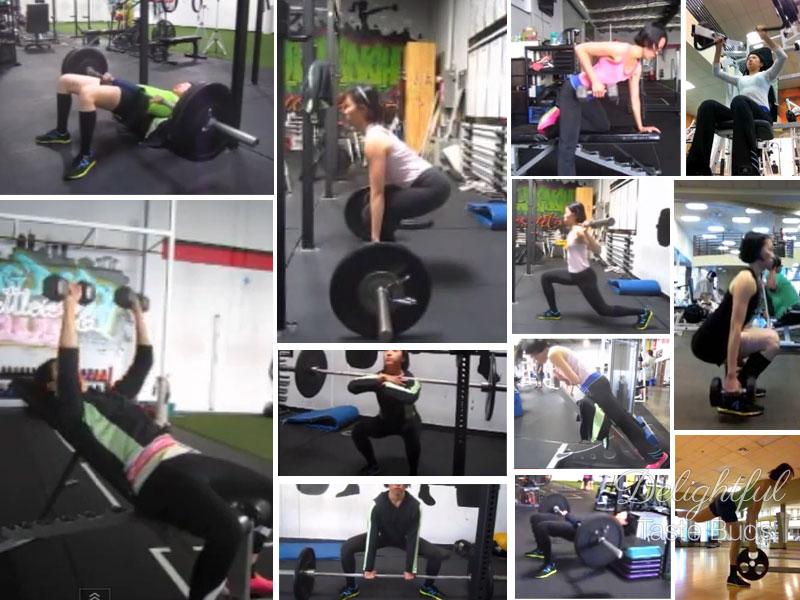 A collage of some of my typical weight lifting routine